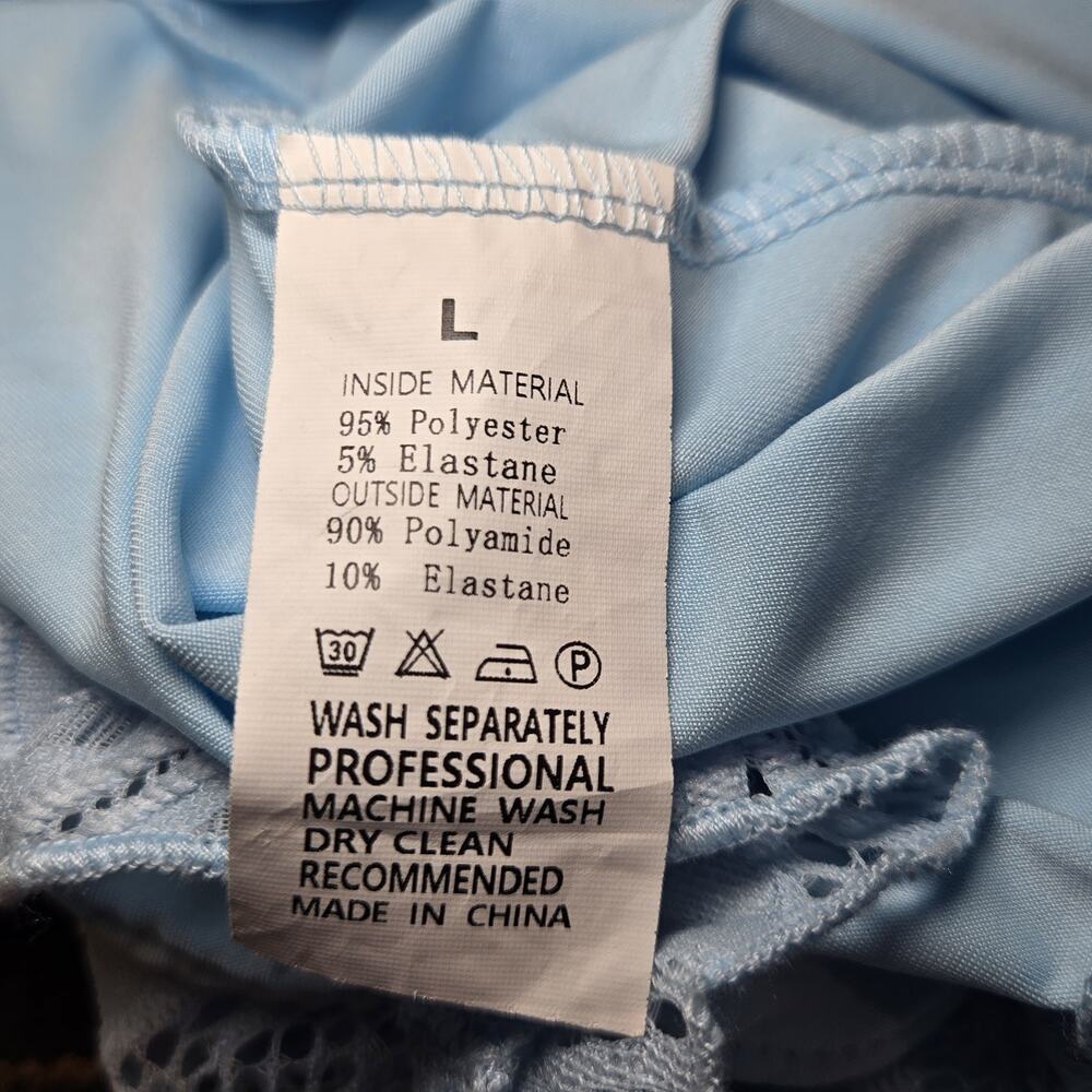 Y2K Pastel Blue Lace Crop Fairycore Womens Coquette Soft Girl Cami Large - Picture 5 of 5